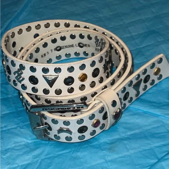 Rocawear Accessories - Rocawear - White Studded Leather Belt with Multicolor Accents